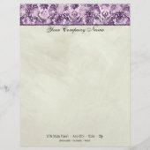 Fleur di Lys Damask Lila Stationery Briefhoofd Ontwerp (Voorkant)