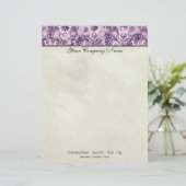 Fleur di Lys Damask Lila Stationery Briefhoofd Ontwerp (Staand voorkant)