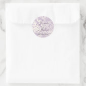Fleur di Lys Damask - Lila trouwring Ronde Sticker (Tas)