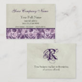 Fleur di Lys Damask Lila Visitekaartjes (Voorkant / Achterkant)