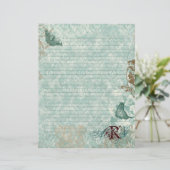Fleur di Lys Damask - Monogrammed Stationery (Staand voorkant)