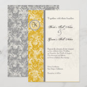 Fleur di Lys Damask - Mosterd bruiloft uitnodiging (Voorkant / Achterkant)