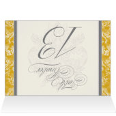 Fleur di Lys Damask Mosterd Tafelnummer 13 Kaarten (Binnen Horizontaal (Boven))