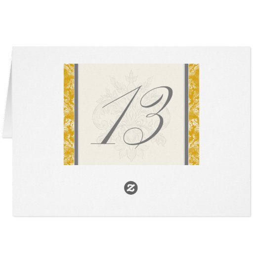 Fleur di Lys Damask Mosterd Tafelnummer 13 Kaarten (Achterkant Horizontaal)