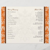 Fleur di Lys Damask Oranje Formal Wedding Programm (Achterkant)