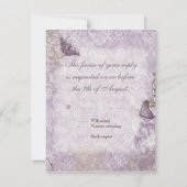 Fleur di Lys Damask - Paarse RSVP Response Kaart (Achterkant)