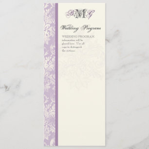 Fleur di Lys Damask - Programma voor Lila bruiloft Programmakaart