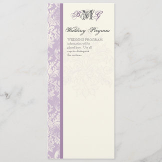 Fleur di Lys Damask - Programma voor Lila bruiloft Programmakaart