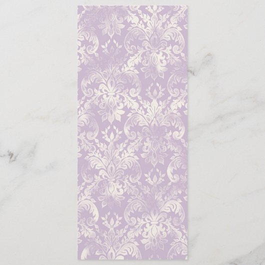 Fleur di Lys Damask - Programma voor Lila bruiloft Programmakaart (Achterkant)