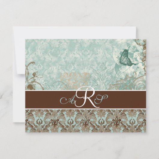 Fleur di Lys Damask - RSVP Response Kaart (Voorkant)