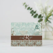 Fleur di Lys Damask - RSVP Response Kaart (Staand voorkant)
