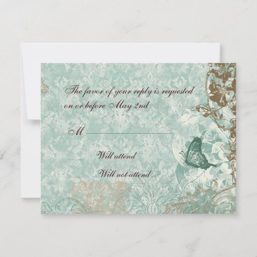 Fleur di Lys Damask - RSVP Response Kaart (Achterkant)
