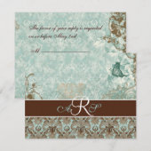 Fleur di Lys Damask - RSVP Response Kaart (Voorkant / Achterkant)