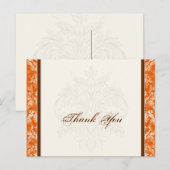 Fleur di Lys Damask Sinaasappel Bedankt Opmerking  Briefkaart (Voorkant / Achterkant)