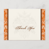 Fleur di Lys Damask Sinaasappel Bedankt Opmerking  Briefkaart (Voorkant)