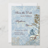Fleur di Lys Damask - sla de datum bekendmaking op Save The Date (Voorkant)