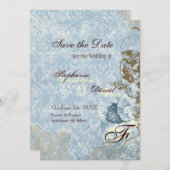 Fleur di Lys Damask - sla de datum bekendmaking op Save The Date (Voorkant / Achterkant)