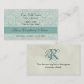 Fleur di Lys Damask Slate Blue Visitekaartjes (Voorkant / Achterkant)