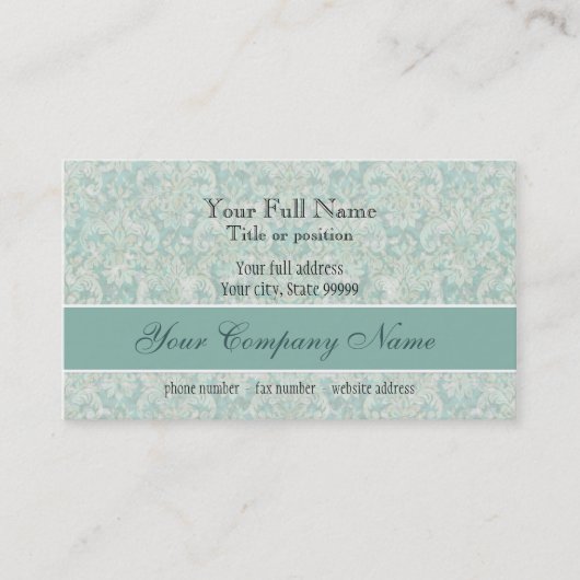 Fleur di Lys Damask Slate Blue Visitekaartjes (Voorkant)