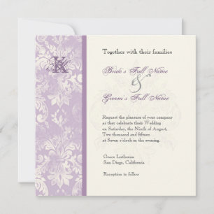 Fleur di Lys Damask - Uitnodiging tot Lila huwelij