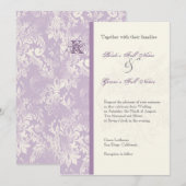 Fleur di Lys Damask - Uitnodiging tot Lila huwelij (Voorkant / Achterkant)