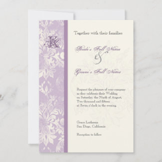 Fleur di Lys Damask - Uitnodiging tot Lila huwelij