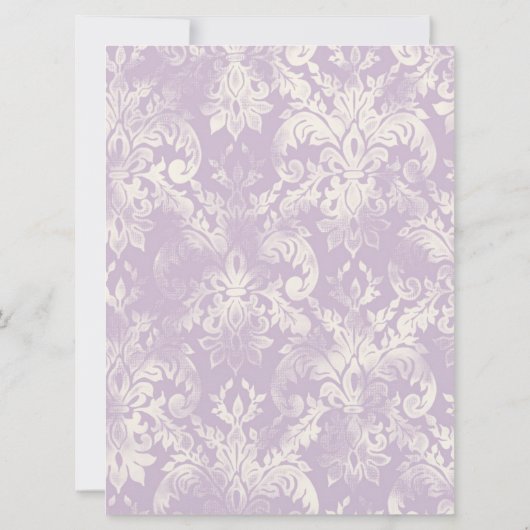 Fleur di Lys Damask - Uitnodiging tot Lila huwelij (Achterkant)