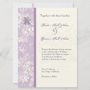 Fleur di Lys Damask - Uitnodiging tot Lila huwelij