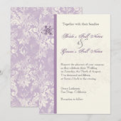Fleur di Lys Damask - Uitnodiging tot Lila huwelij (Voorkant / Achterkant)