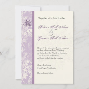 Fleur di Lys Damask - Uitnodiging tot Lila huwelij