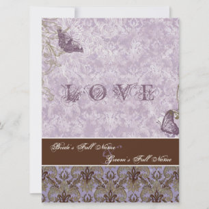 Fleur di Lys Damask - Uitnodiging voor Paarse brui
