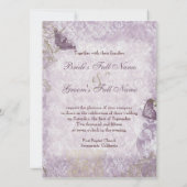 Fleur di Lys Damask - Uitnodiging voor Paarse brui (Achterkant)