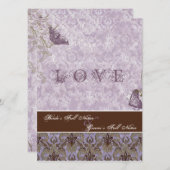 Fleur di Lys Damask - Uitnodiging voor Paarse brui (Voorkant / Achterkant)