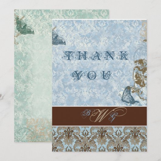 Fleur di Lys Damask vs2 - Hartelijk dank Notitiekaartje (Voorkant / Achterkant)