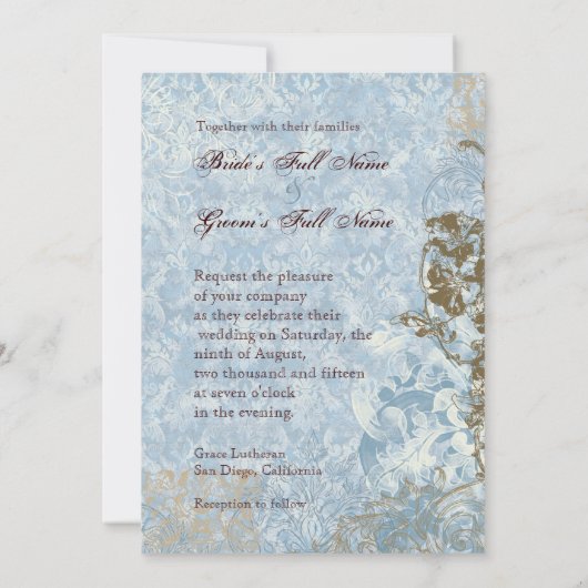 Fleur di Lys Damask vs2 - Weddenschap Kaart (Achterkant)