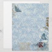 Fleur di Lys Damask vs. 2 - Monogrammen Stationery (Voorkant / Achterkant)