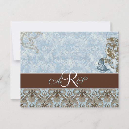 Fleur di Lys Damask vs. 2 - RSVP-reactiekaart RSVP Kaartje (Voorkant)