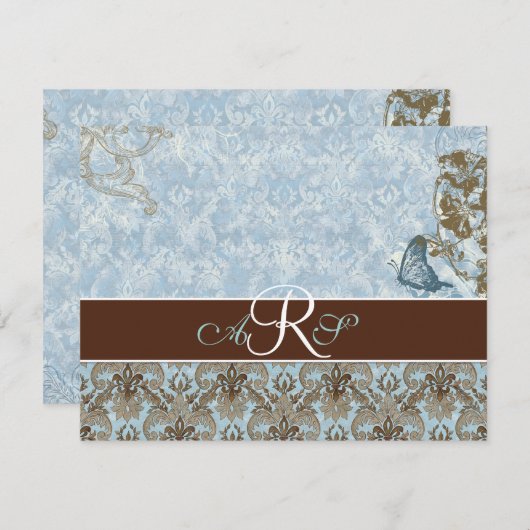 Fleur di Lys Damask vs. 2 - RSVP-reactiekaart RSVP Kaartje (Voorkant / Achterkant)
