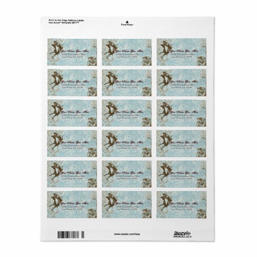 Fleur di Lys Damask Weddenschap - Verzendlabel Etiket (Full Sheet)