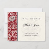 Fleur di Lys Damask - Wine Save the Date Kaart (Voorkant)