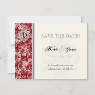 Fleur di Lys Damask - Wine Save the Date Kaart