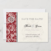Fleur di Lys Damask - Wine Save the Date Kaart (Voorkant)