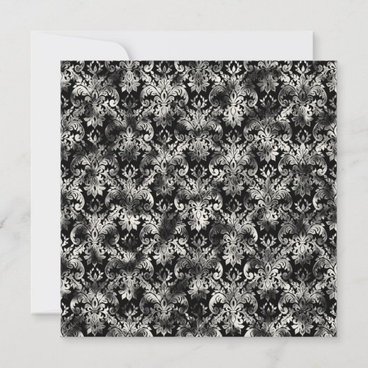 Fleur di Lys Damask - Zwarte bruiloft uitnodiging (Achterkant)