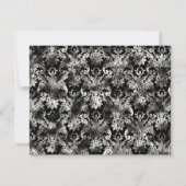 Fleur di Lys Damask - zwarte RSVP-reactiekaart RSVP Kaartje (Achterkant)