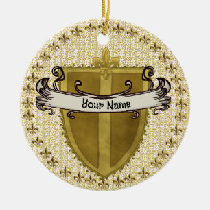 Fleur familiewapen Achternaam Keramisch Ornament