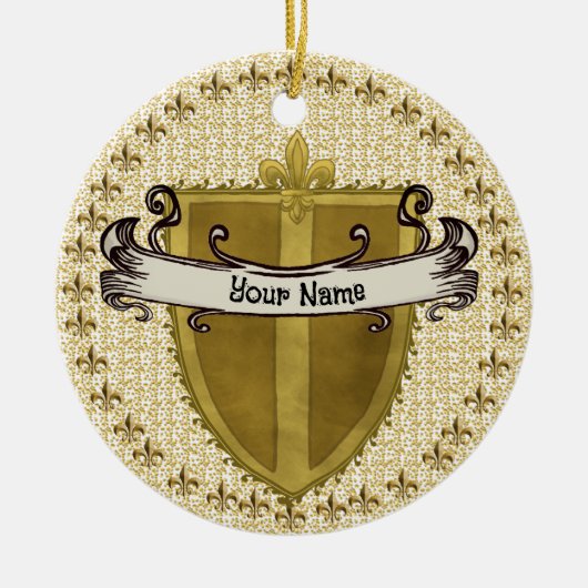Fleur familiewapen Achternaam Keramisch Ornament (Voorkant)