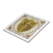 Fleur familiewapen Achternaam Tegeltje (Zijkant)