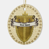 Fleur Family Crest Achternaam Keramisch Ornament (Links)