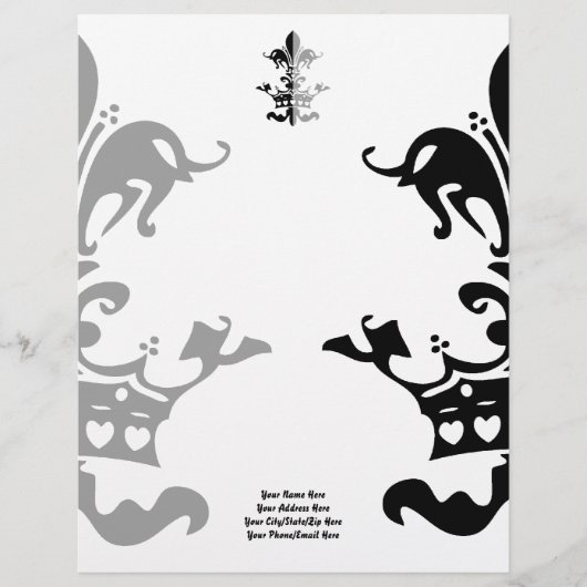 Fleur Heart Crown - Black Persoonlijk Briefhoofd (Voorkant)