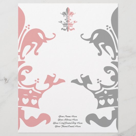 Fleur Heart Crown - Roze Briefhoofd Sjabloon (Voorkant)